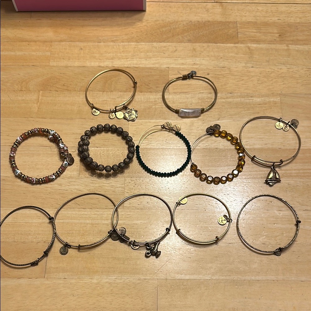 Alex and Ani, large stack of 12 Wire Bracelet Stack